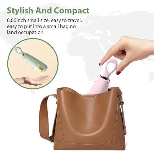 PALAY® Mini Sun Umbrella UPF 50+ Protective with Black Liner 6 Strong Ribs Design Fashion Outdoor Folding Travel Lightweight Rubberized Hanging Handle 2 PCS PALAY® Mini Sun Umbrella UPF 50+ Protective with Black Liner 6 Strong Ribs Design Fashion Outdoor Folding Travel Lightweight Rubberized Hanging Handle 2 PCS